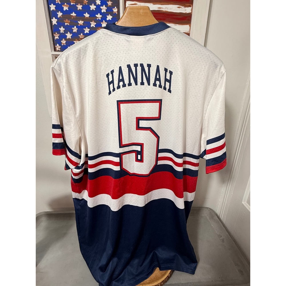 Vintage Alleson Athletic SOX Baseball Jersey Hannah #5 Men Medium Red Blue White - Picture 3 of 5